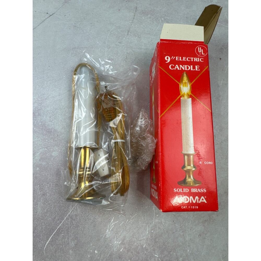 9" Electric Candle Cord Solid Brass Noma‎ Vintage Christmas